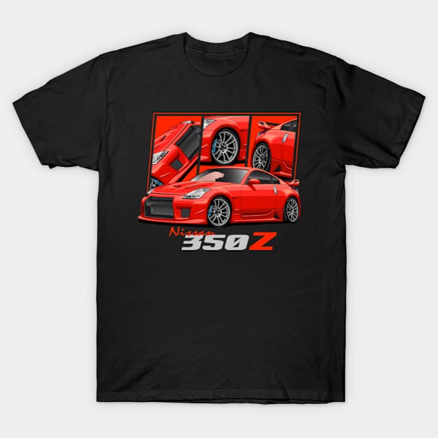 Nissan 350Z Red, JDM Car T-Shirt by T-JD